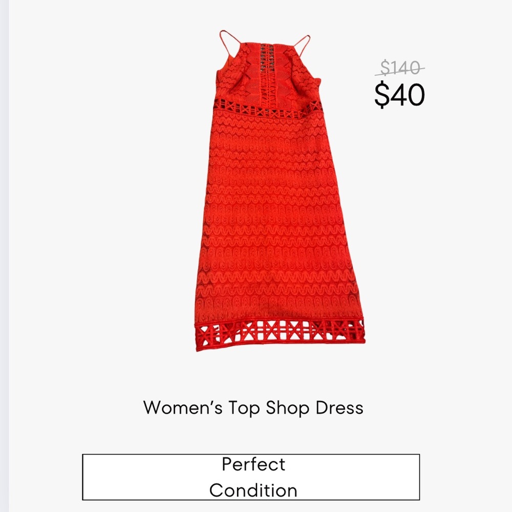 Topshop Vibrant Red Midi Dress